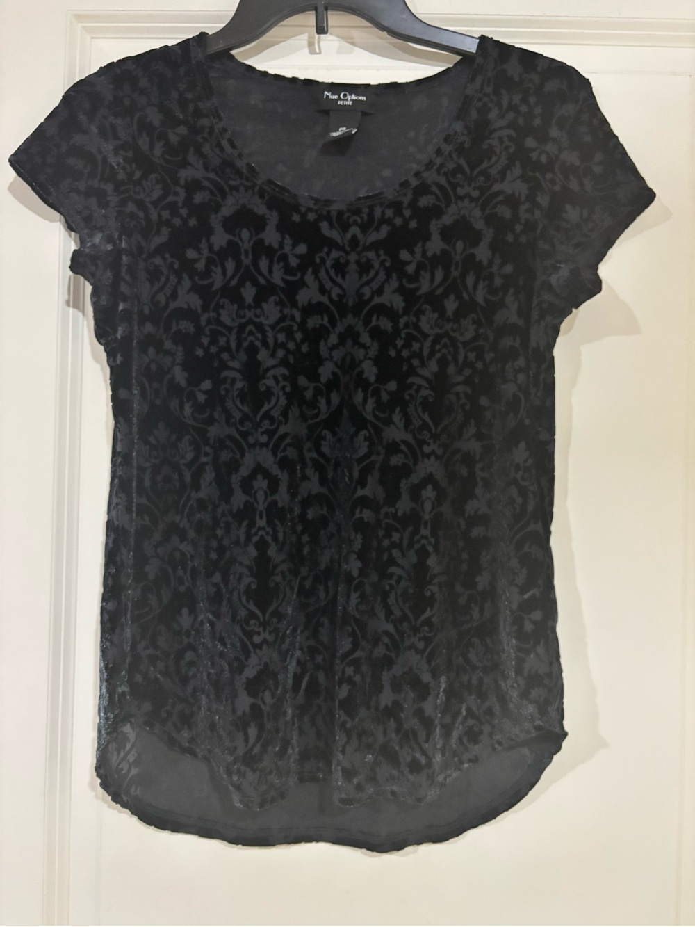 Nue Options Black Burnout Velvet Short Sleeve Tee